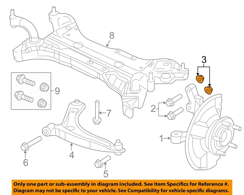Componentes de suspensión calibre 99-23 CHRYSLER OEM - tuerca de nudillo 6505232AA Foto 1 de 2