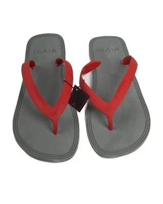 Sandalias de Tanga Isaia Napoli $165 Nuevas en Caja Rojo Gris Chanclas 5/7 Se Ajusta a Tallas 5-8 Foto 1 de 3