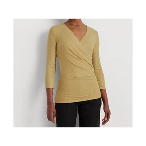 Lauren Ralph Lauren Women's Metallic Jersey Surplice Top, Gold, Large NWT - Picture 1 of 1