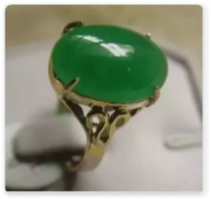 Fashion Pretty Lady Natural Oval Jade / Agate Bead Inlay Gemstone Ring AAA - Picture 1 of 13