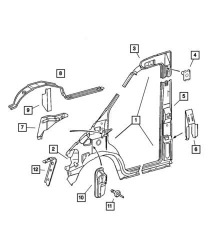 Panel pilar trasero derecho genuino Mopar 2003-2006 Dodge Sprinter 2500 B 5121645AA Foto 1 de 1