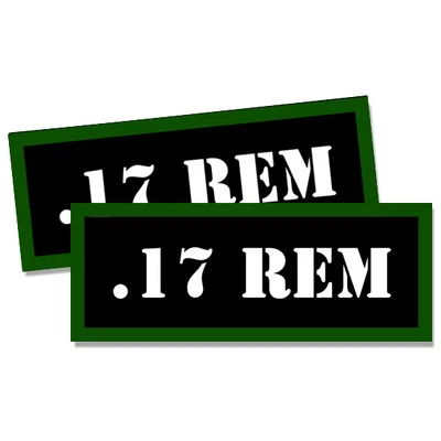 17 REM Ammo Can Labels Ammunition Case Caliber stickers decals 2 pack 3"x1.15" - Image 1 of 2