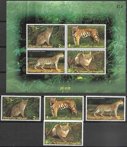 TAILANDIA - 1998 MNH "Wild Life - BIG CATS" ¡Hoja de recuerdo y juego completo!! - Imagen 1 de 1