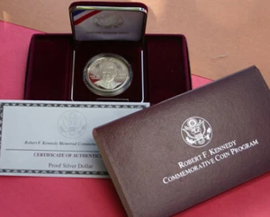 1998 S Robert F Kennedy Proof Silver Dollar Commemorative RFK Coin Box and COA - Picture 1 of 3