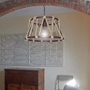 SOSPENSIONE lampadario CORDA DI CANAPA Ø50 RUSTICO COUNTRY cucina taverna pub - Foto 1 di 3