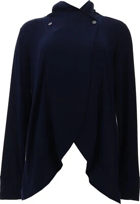 Cárdigan cruzado tejido jersey de fin de semana Susan Graver acogedor azul marino 3X nuevo sin etiquetas (613) Foto 1 de 4