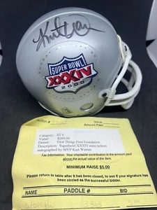 Kurt Warner Signed Super Bowl XXXIV Mini Helmet MVP Autograph St. Louis Rams NFL - Picture 1 of 5