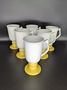 Vintage Hall Footed Irish Coffee Mugs Set of 6 Yellow Base 1272 Estate Sale Find - Picture 1 of 9
