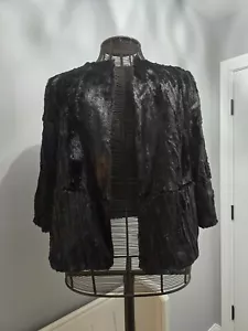 NWT Jennifer Lopez Sz 0X 14W Faux Fur Dressy Cocktail Jacket Black MSRP $126 - Picture 1 of 6