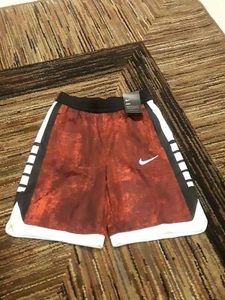 NWT Nike Boy's Dri-FIT Elite Stripe Basketball Shorts Black/Red bv3430 657 Sz L - Picture 1 of 3