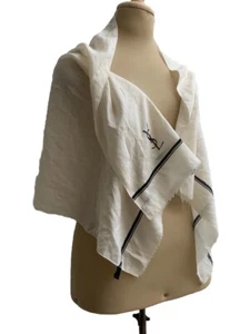 Yves Saint Laurent YSL Rectangular Scarf - White & Black - 52"x22" -Poor Cd #A69 - Picture 1 of 9