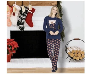 Women Pajama Set_Long Sleeve Top and Polka Dot Pant_Lounge Wear_Bear (Size: S) - Picture 1 of 5