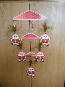 Vintage Santa Double-Sided Christmas Mobile Decoration ~ VGUC ~ 34" - Picture 1 of 5