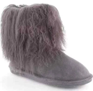 Bearpaw Boo Gray Shearling Wool Line Curly Lamb Fur Mongolian Sherpa Boots 8 - Picture 1 of 7