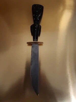 Cuchillo daga abridor de letras turquesa cuerno tallado Guatemala antiguo vintage 1960’ Foto 1 de 3