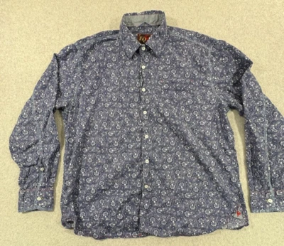 EQ Equillibrio Rooster Shirt Mens Extra Large Blue Floral Paisley Light Weight - Image 1 of 4