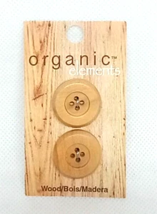 Organic Elements hellbraun 7/8" 4-Loch Holzknöpfe 2 Stück - Bild 1 von 4