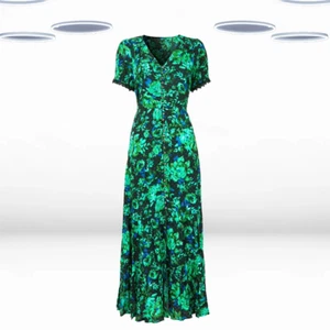 Ex Joe Browns Women's Short Sleeve Vintage Floral Printed Maxi Dress in Green - Picture 1 of 4