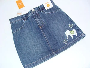 Gymboree BATIK SUMMER Elephant Girls Size 4 Adjustable Waist Blue Jean Skirt NEW - Picture 1 of 4