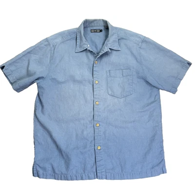 REI Mens M Short Sleeve Camp Shirt Hemp Blend Loop Collar - Image 1 of 4