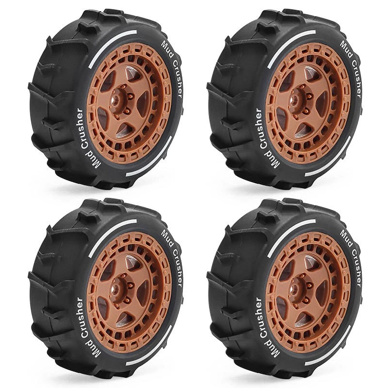 4Pcs 72mm Rubber Tire &Rim Tyre 12mm Hex for Arrma 1/14 TYPHON GROM RC Buggy Car - Image 1 of 4