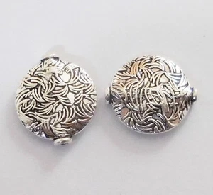 5 Pcs 17X15X3mm Textured Coin Bead Antique Silver Plated Jewelry - Picture 1 of 3