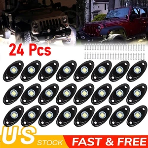 24Pcs LED Rock Light Pods Underbody Glow Lamp Offroad SUV Pickup Truck UTV White - Foto 1 di 18