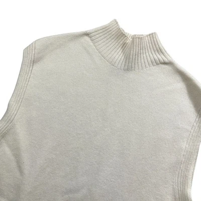 Suéter Athleta Pequeño Marfil Sin Mangas Lana Cachemira Cuello Simulado Foto 1 de 4