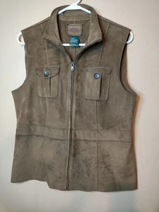 Ralph Lauren Size Large Brown Faux Suede Full Zip Safari Vest - Picture 1 of 4