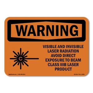 Señal de advertencia ANSI láser visible e invisible calcomanía de metal plástico - Imagen 1 de 5