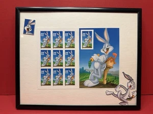 Bugs Bunny Looney Tunes 32 Cent Stamps 1997 Full Sheet of 10 Stamps Framed - Picture 1 of 1