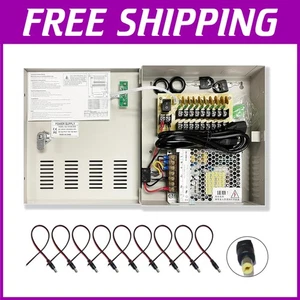 Versatile 9-Port Power Supply Box for CCTV, IR Cameras & LED Lights - Key Lock - Picture 1 of 7