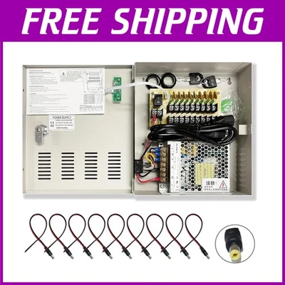 Versatile 9-Port Power Supply Box for CCTV, IR Cameras & LED Lights - Key Lock - Image 1 of 4