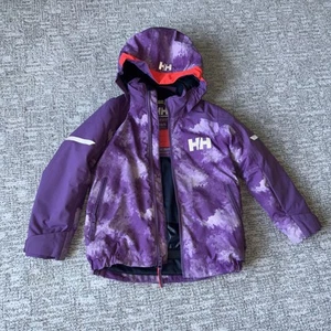 Helly Hansen Kids Insulated Hooded Ski Snowboard Jacket Sz 5 Toddler GUC Purple - Picture 1 of 6