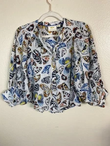 Maeve Anthropologie All Over Butterfly Top Size XS Long Sleeve Boho Novelty - Picture 1 of 17
