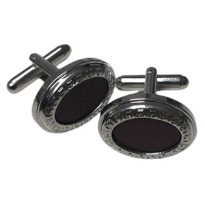 Manschettenknöpfe Braun Kunstleder Aufbewarungsbox Herren Damen Unisex Oval - Bild 1 von 4