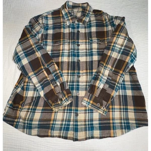 Duluth Trading Co. 2XL camicia di flanella giacca foderata a quadri marrone blu abbigliamento uomo - Foto 1 di 4