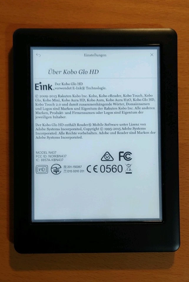 Kobo Glo HD N437 eBook Reader Touch, Hintergrundbeleuchtung  - Bild 1 von 1