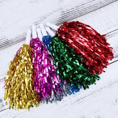  12 Pcs Competition Flower Handle Cheerleader Cheerleading Kit Pom Poms - Image 1 of 4