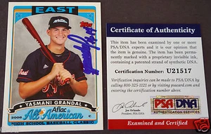 YASMANI GRANDAL Rare High School Auto Signed 2006 TOPPS AFLAC RC PSA/DNA COA - Picture 1 of 2