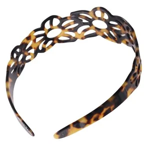 French Amie Flower Wide 1 1/2" Celluloid Handmade Flexible Headbands - Picture 1 of 14