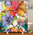 Spring Watercolor Floral Shower Curtains Fabric,Colorful Flowers Watercolor Pain