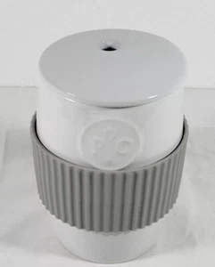 Pampered Chef Ceramic Microwave Egg Cooker with Lid & Silicone Sleeve White - Picture 1 of 12