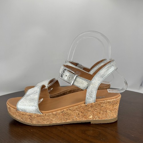 Sandali con plateau UGG Milley scarpa bambina 4 argento glitter sughero zeppa
