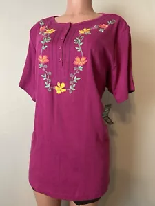 Woman Within Women’s Embroidered Top Shirt Short Sleeve Size 22/24 - 1X - Picture 1 of 11
