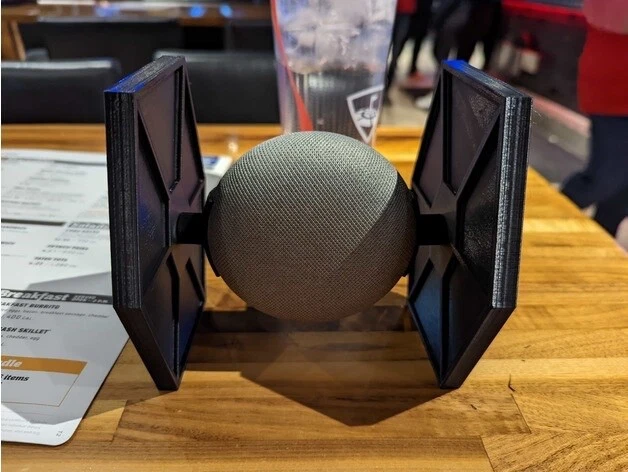 3D Printed Tie Fighter Google Home Mini Speaker Assistant Vertical Stand - Image 1 of 1