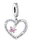 DAUGHTER & BUTTERFLY CHARM I LOVE YOU TO THE MOON 💜 GENUINE 925 STERLING SILVER