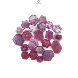 Piedra preciosa hexagonal de zafiro rosa romero de 163,10 quilates rebanada plana 10*9 mm-19*13 mm 22 piezas - Imagen 1 de 4