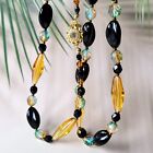 Necklace 22'' Orange Czech Glass Old Beads Women`s Jewelry Art Deco Style