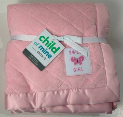 Новый с Ярлыками Carters Child Of Mine Sweet Girl розовый бабочка выстеганная шерпа Baby одеяло - Изображение 1 из 4